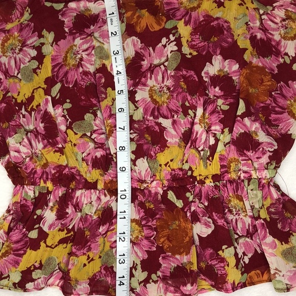 WAYF Square Neck Floral Cropped Top Sheer Sleeves Medium - Picture 15 of 15